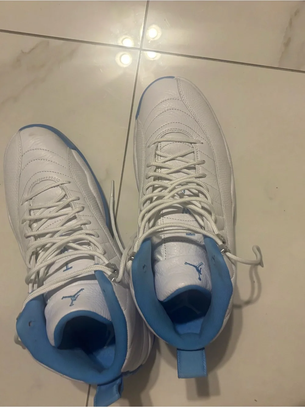Jordan Men’s White with Light Blue High-Top Sneakers
